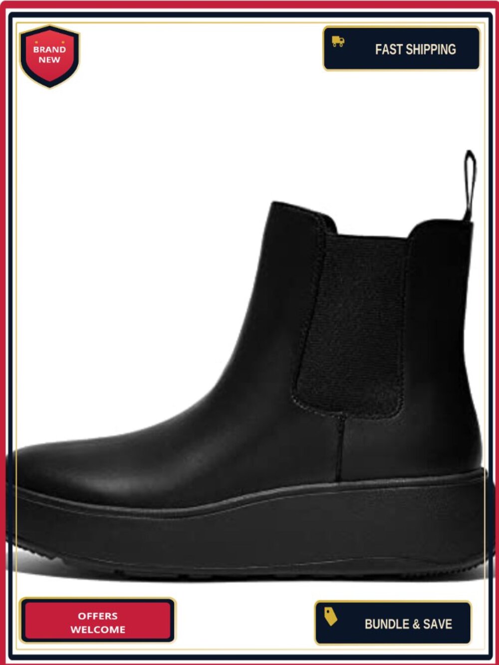 Lycra Leather Flatform Chelsea Boots Slip Resistant Ankle Bootie Wedge Heel